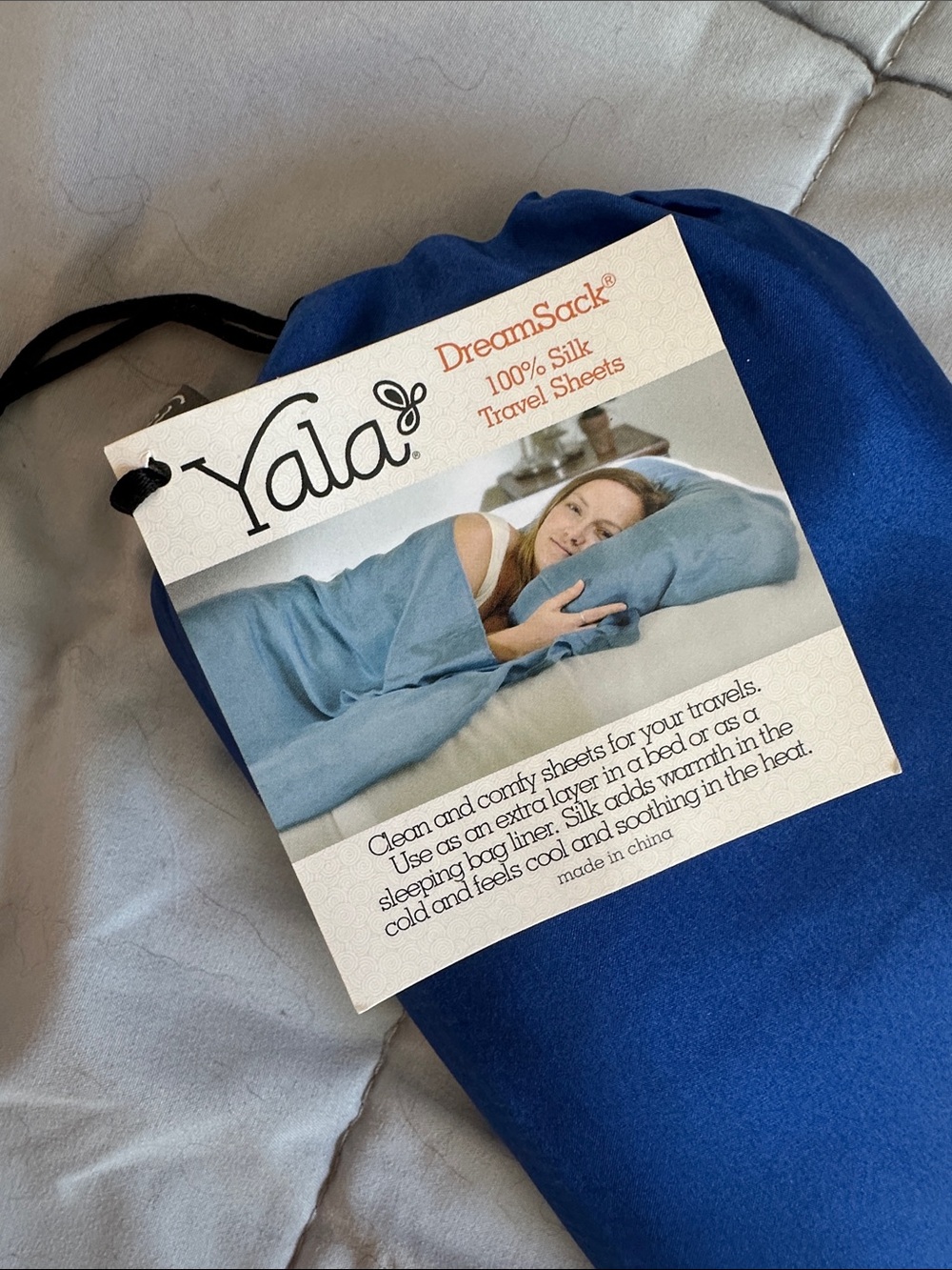Dreamsack 100% Silk Travel Sheet Twin in Navy Blue Drawstring Pouch